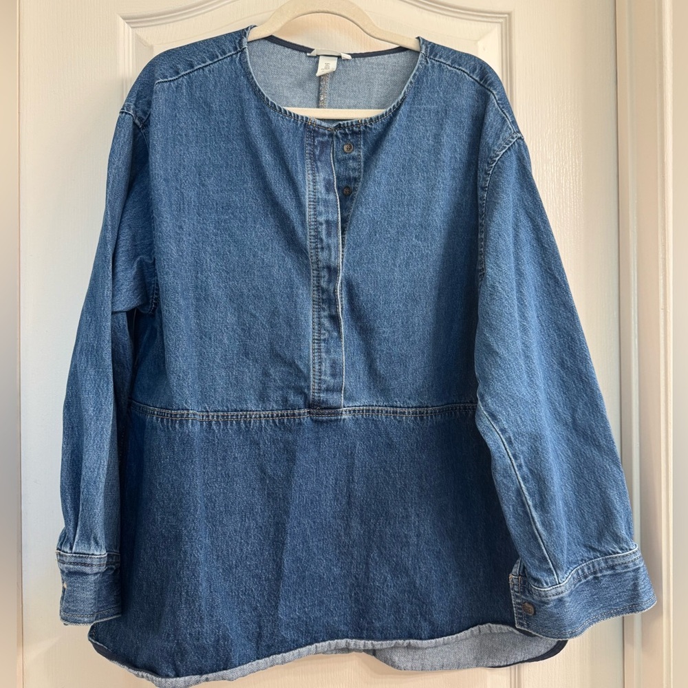 H&M Women's Denim Blue Button Down Shirt